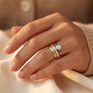 Gold stacked bezel ring set