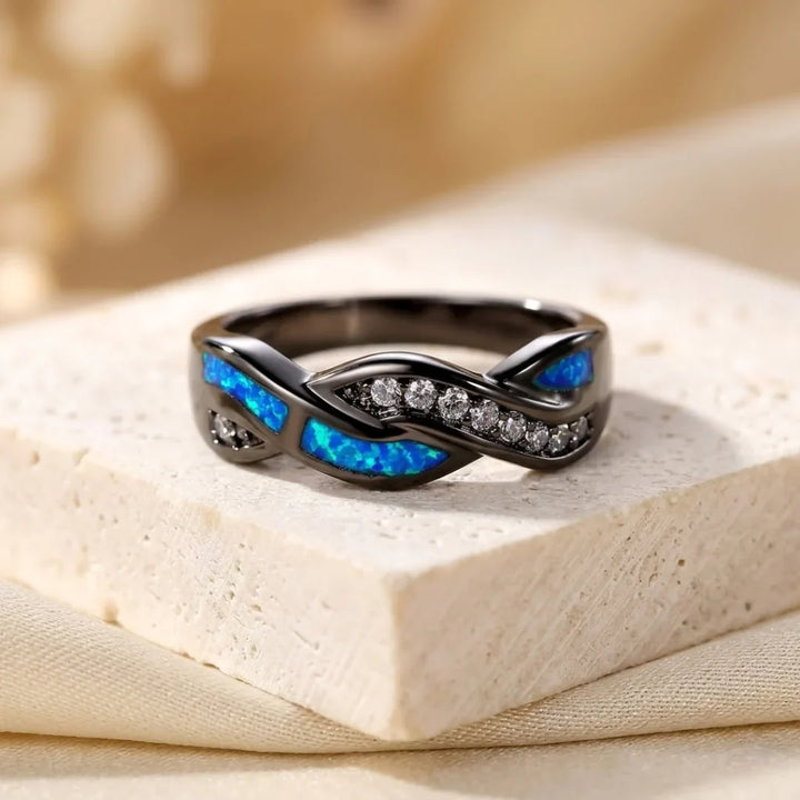 Silver twisted inlay ring