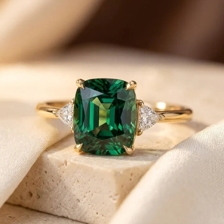 Gold cushion solitaire ring