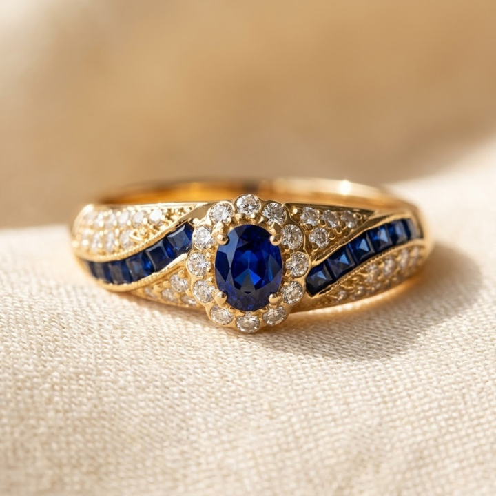 Gold sapphire band ring