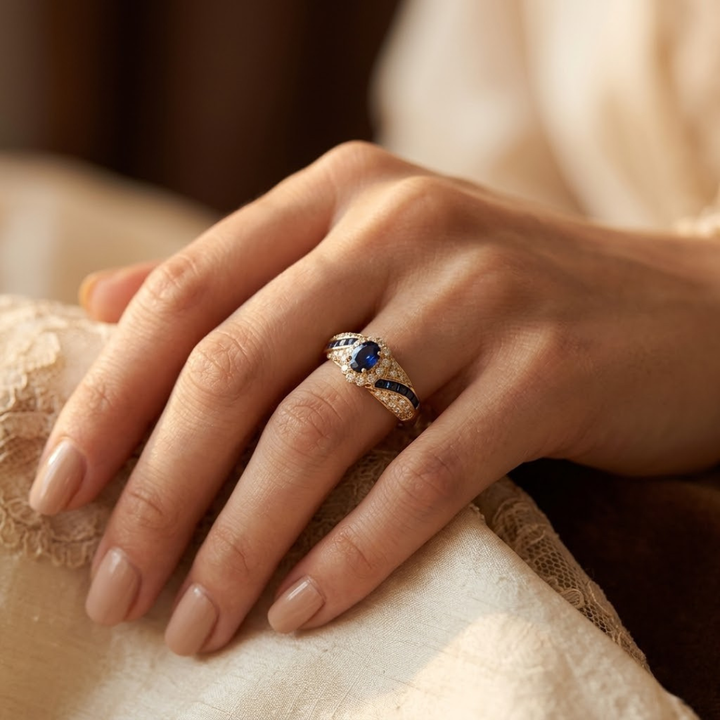 Gold sapphire band ring