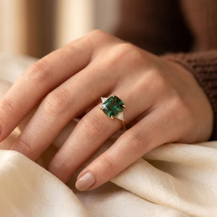 Gold cushion solitaire ring