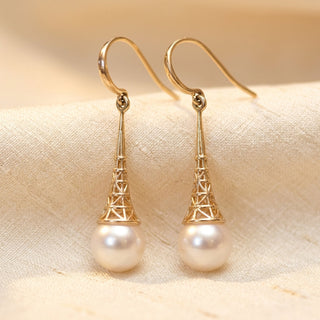 Goldwork pearl drop earrings