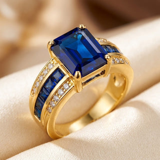 Gold sapphire square cut ring